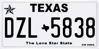 TX license plate DZL5838