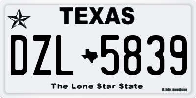 TX license plate DZL5839