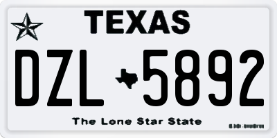 TX license plate DZL5892