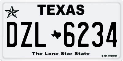 TX license plate DZL6234
