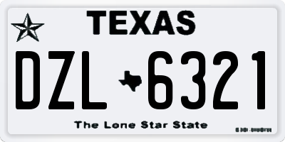 TX license plate DZL6321