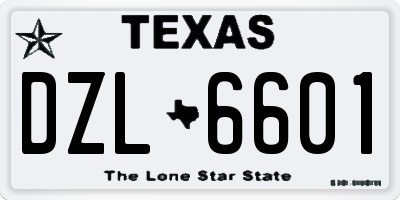 TX license plate DZL6601