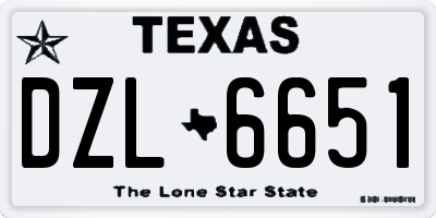 TX license plate DZL6651