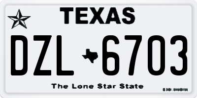 TX license plate DZL6703
