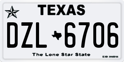 TX license plate DZL6706