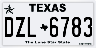 TX license plate DZL6783