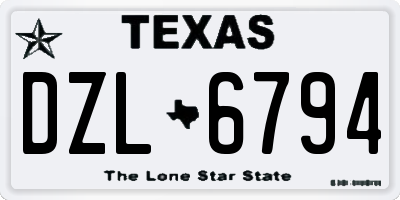 TX license plate DZL6794