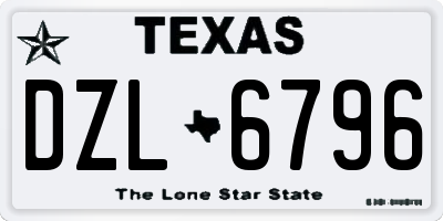 TX license plate DZL6796