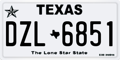 TX license plate DZL6851
