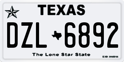 TX license plate DZL6892