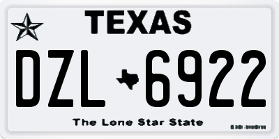 TX license plate DZL6922