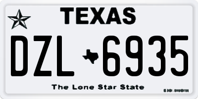 TX license plate DZL6935
