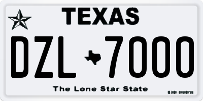 TX license plate DZL7000