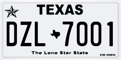 TX license plate DZL7001
