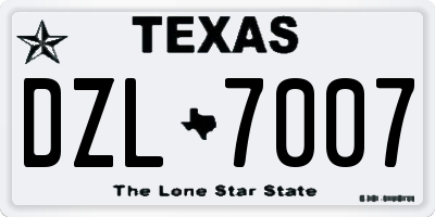TX license plate DZL7007