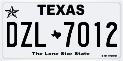 TX license plate DZL7012