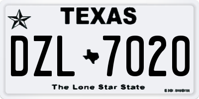 TX license plate DZL7020