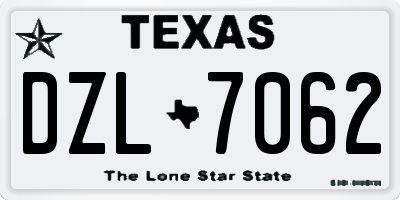 TX license plate DZL7062