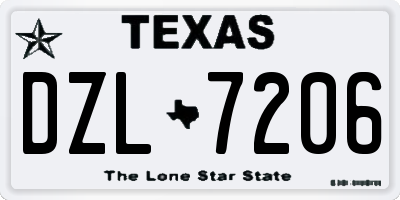 TX license plate DZL7206