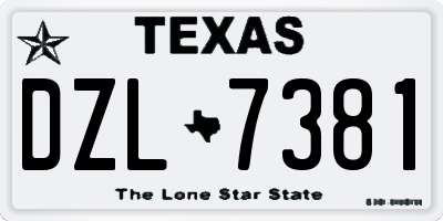 TX license plate DZL7381