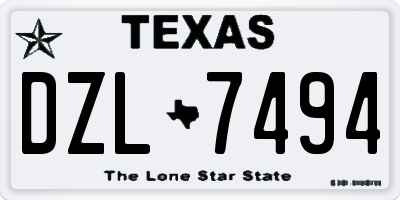 TX license plate DZL7494