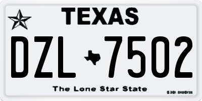 TX license plate DZL7502