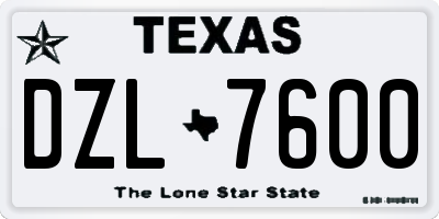 TX license plate DZL7600