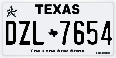 TX license plate DZL7654