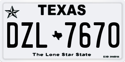 TX license plate DZL7670