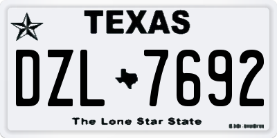 TX license plate DZL7692