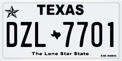 TX license plate DZL7701