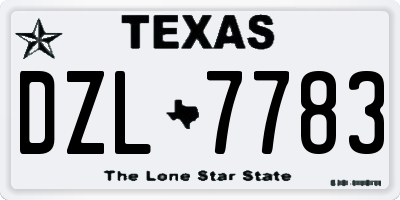 TX license plate DZL7783