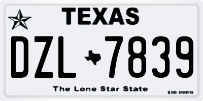 TX license plate DZL7839