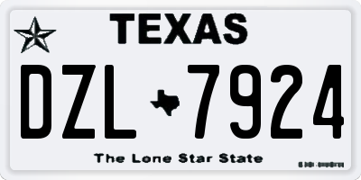 TX license plate DZL7924