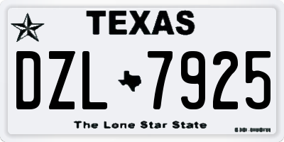TX license plate DZL7925