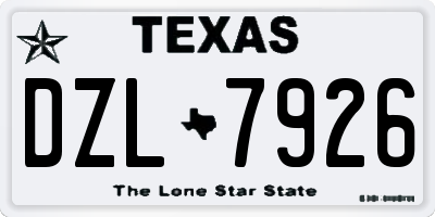 TX license plate DZL7926