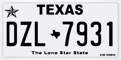 TX license plate DZL7931