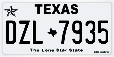 TX license plate DZL7935