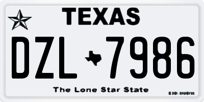 TX license plate DZL7986