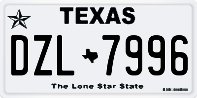 TX license plate DZL7996