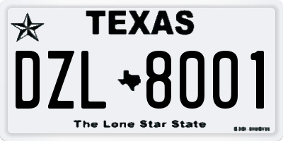 TX license plate DZL8001