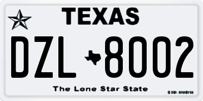 TX license plate DZL8002