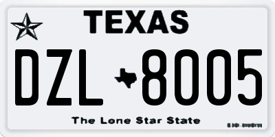 TX license plate DZL8005