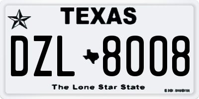 TX license plate DZL8008
