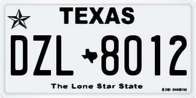 TX license plate DZL8012