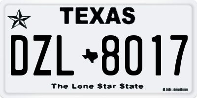TX license plate DZL8017