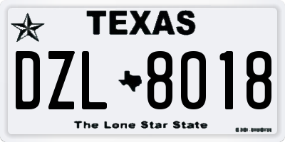 TX license plate DZL8018