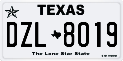 TX license plate DZL8019