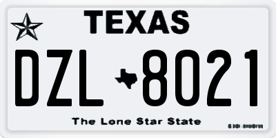 TX license plate DZL8021