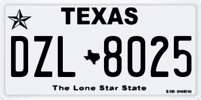 TX license plate DZL8025